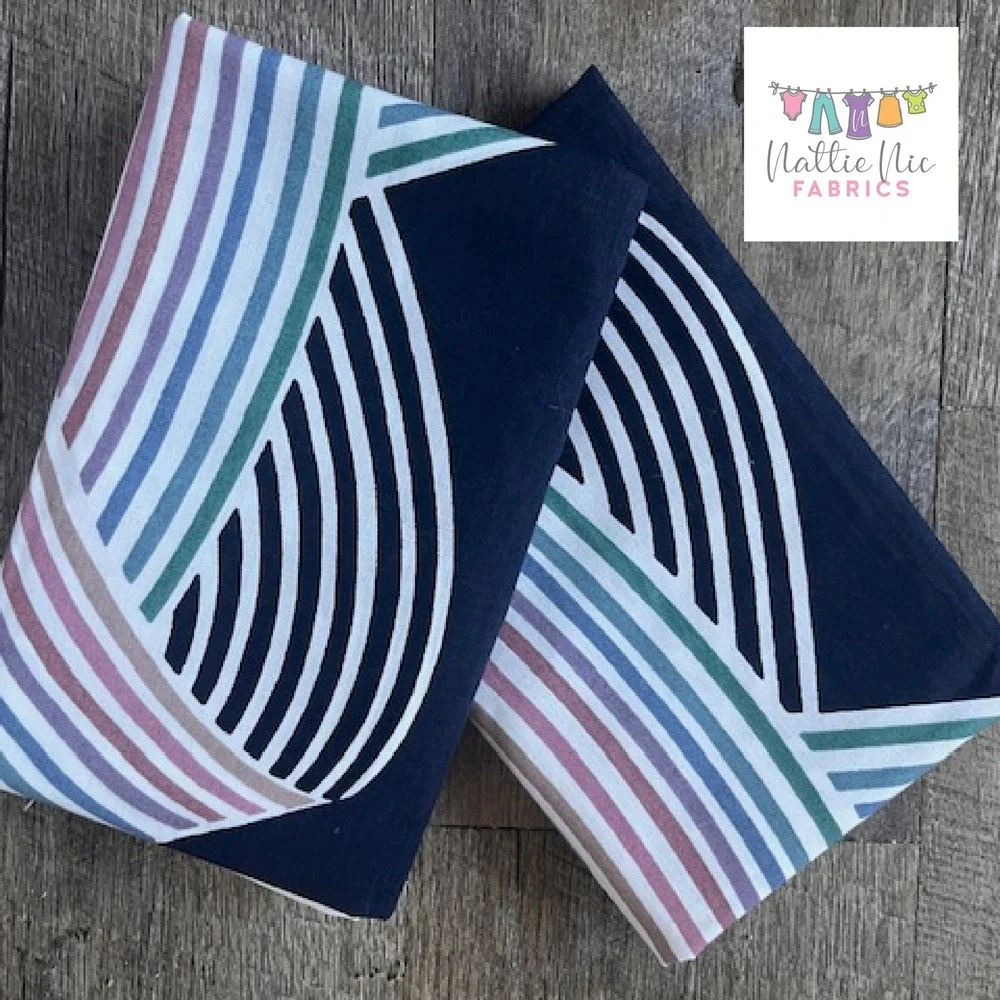 2 Vintage Standard Size pillowcases, New York Ribbon‎ Stripe, Wamsutta, navy